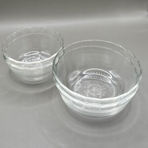 Vtg Pyrex 464 10 oz 465 6 oz Glass Bowls Set of 4 Clear Nested